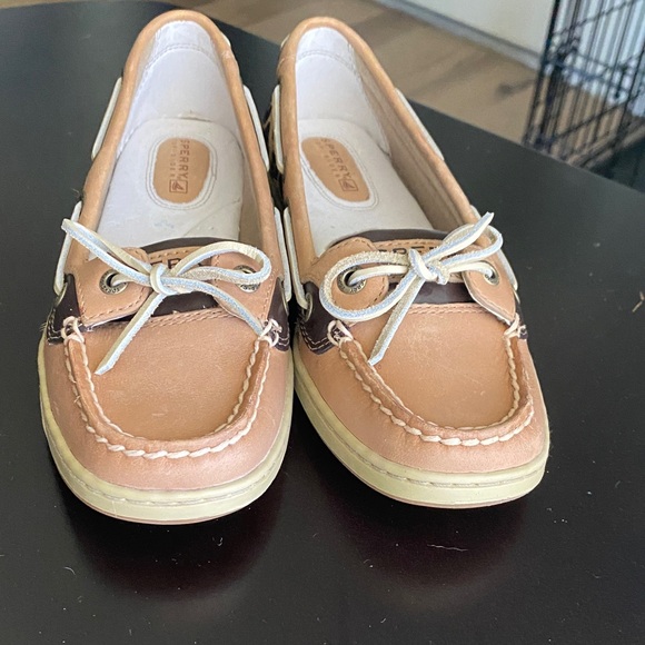 Sperry Leopard-Trim Tan Leather Boat Moccasins - Picture 3 of 7
